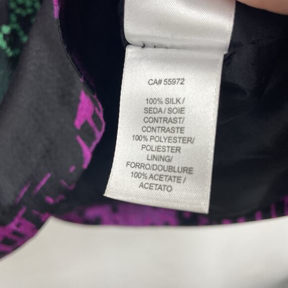 Laundry by Shelli Segal Size 2 Sheath Dress 100% SILK Multicolor Purple Pockets - Picture 5 of 6